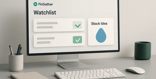 Office still life with monitor and abstract watchlist visuals