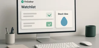 Office still life with monitor and abstract watchlist visuals